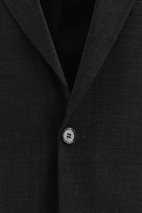 Koyu Antrasit 7 Drop Slim Fit Dar Kesim Yünlü Desenli Takım Elbise
