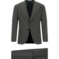 Orta Antrasit Regular Fit Yünlü Klasik Desenli Takım Elbise