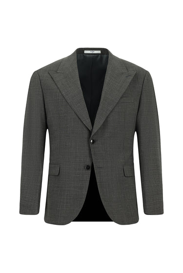  Orta Antrasit Regular Fit Yünlü Klasik Desenli Takım Elbise