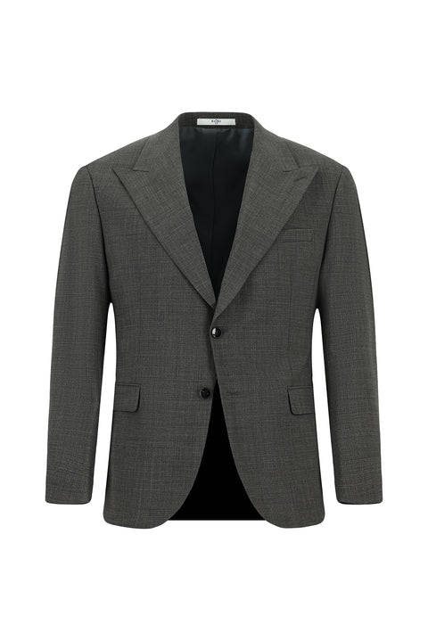 Orta Antrasit 6 Drop Regular Fit Standart Kesim Yünlü Desenli Takım Elbise