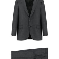 Koyu Füme Relaxed Fit Rahat Kesim Klasik Desenli Takım Elbise