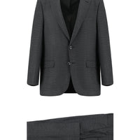 Koyu Füme 4 Drop Relaxed Fit Rahat Kesim Desenli Takım Elbise