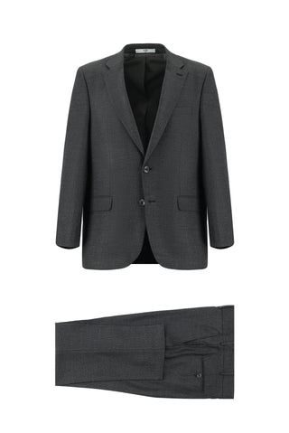  Koyu Füme 4 Drop Relaxed Fit Rahat Kesim Desenli Takım Elbise