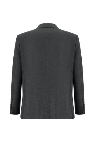  Koyu Füme Relaxed Fit Rahat Kesim Klasik Desenli Takım Elbise