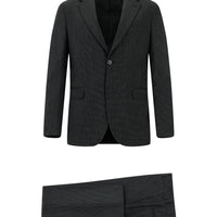Koyu Füme Relaxed Fit Rahat Kesim Klasik Desenli Takım Elbise