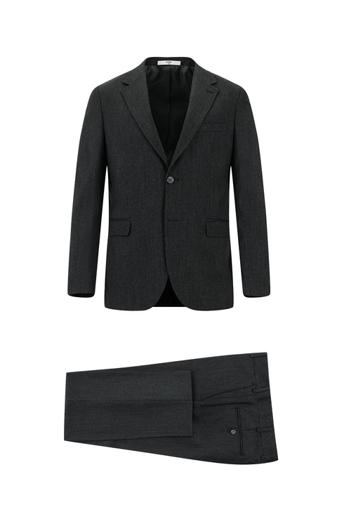 Koyu Füme 7 Drop Super Slim Fit Eksra Dar Kesim Desenli Takım Elbise