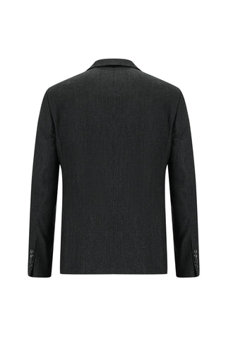  Koyu Füme 4 Drop Relaxed Fit Rahat Kesim Desenli Takım Elbise