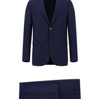 Orta Lacivert 7 Drop Super Slim Fit Eksra Dar Kesim Klasik Desenli Takım Elbise