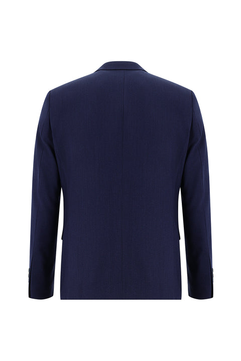 Orta Lacivert 4 Drop Relaxed Fit Rahat Kesim Desenli Takım Elbise