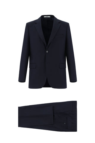  Koyu Lacivert 7 Drop Super Slim Fit Eksra Dar Kesim Desenli Takım Elbise