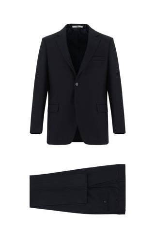  Siyah Lacivert 7 Drop Super Slim Fit Eksra Dar Kesim Desenli Takım Elbise
