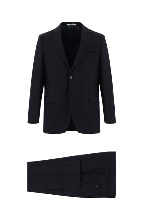 Siyah Lacivert 4 Drop Relaxed Fit Rahat Kesim Desenli Takım Elbise