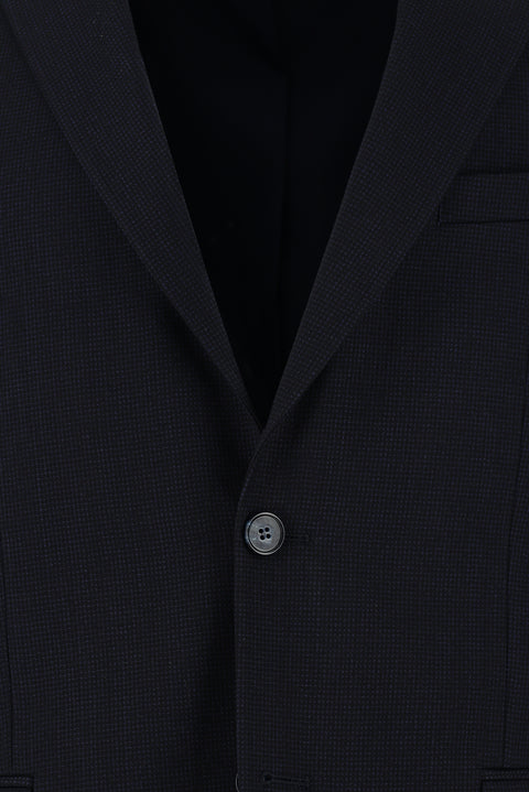 Siyah Lacivert 7 Drop Slim Fit Dar Kesim Desenli Takım Elbise