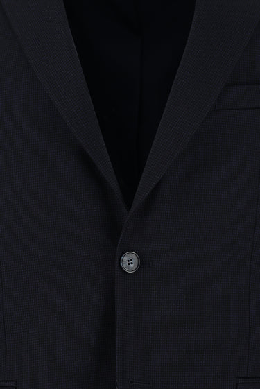 Siyah Lacivert 7 Drop Slim Fit Dar Kesim Klasik Desenli Takım Elbise