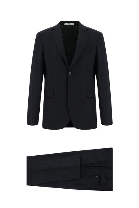 Orta Antrasit 4 Drop Relaxed Fit Rahat Kesim Desenli Takım Elbise