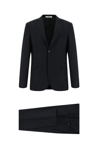 Orta Antrasit Slim Fit Dar Kesim Klasik Desenli Takım Elbise