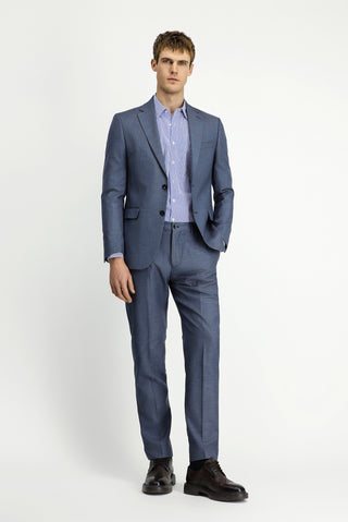  Orta Füme 7 Drop Slim Fit Dar Kesim Desenli Beli Lastikli Takım Elbise