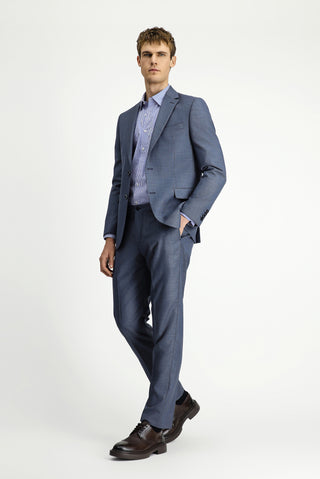  Orta Füme Regular Fit Klasik Desenli Beli Lastikli Takım Elbise