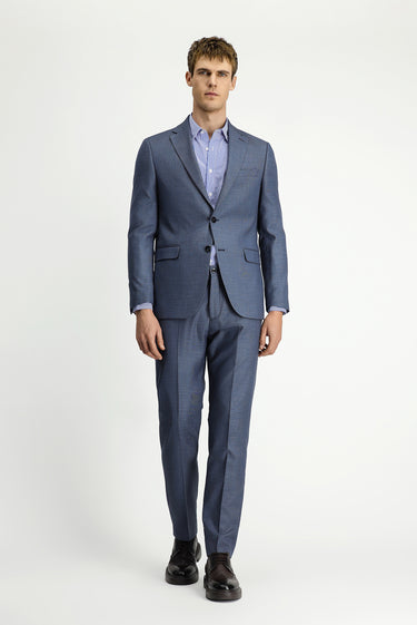 Orta Füme Slim Fit Dar Kesim Klasik Desenli Beli Lastikli Takım Elbise