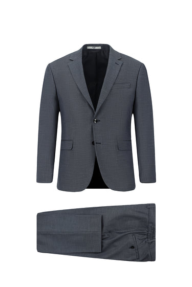 Orta Füme 4 Drop Relaxed Fit Rahat Kesim Klasik Desenli Beli Lastikli Takım Elbise