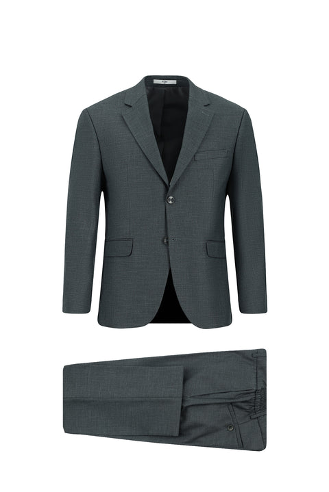 Koyu Füme 4 Drop Relaxed Fit Rahat Kesim Desenli Beli Lastikli Takım Elbise