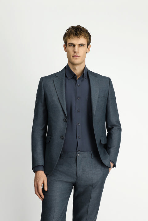 Koyu Füme 7 Drop Slim Fit Dar Kesim Desenli Beli Lastikli Takım Elbise