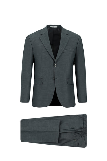 Koyu Füme Regular Fit Klasik Desenli Beli Lastikli Takım Elbise