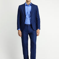 Medium Navy Blue 6 Drop Regular Fit Standard Cut Patterned Elastic Waist Suit