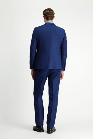 Orta Lacivert 7 Drop Slim Fit Dar Kesim Desenli Beli Lastikli Takım Elbise