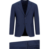 Orta Lacivert Slim Fit Dar Kesim Klasik Desenli Beli Lastikli Takım Elbise