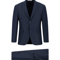 Koyu Lacivert 7 Drop Slim Fit Dar Kesim Desenli Beli Lastikli Takım Elbise