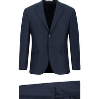 Koyu Lacivert Slim Fit Dar Kesim Klasik Desenli Beli Lastikli Takım Elbise