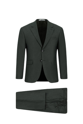  Koyu Haki 6 Drop Regular Fit Standart Kesim Desenli Beli Lastikli Takım Elbise