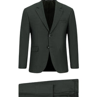 Koyu Haki Regular Fit Klasik Desenli Beli Lastikli Takım Elbise