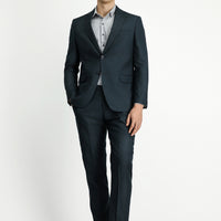 Koyu Yeşil 7 Drop Slim Fit Dar Kesim Desenli Beli Lastikli Takım Elbise