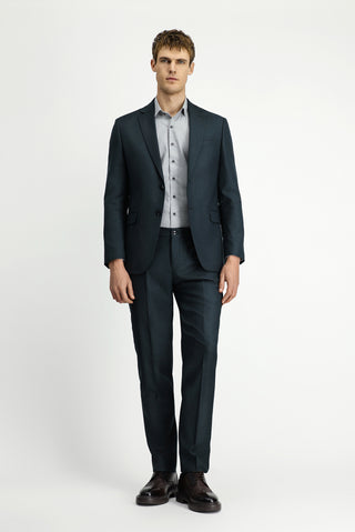  Koyu Yeşil 7 Drop Slim Fit Dar Kesim Desenli Beli Lastikli Takım Elbise