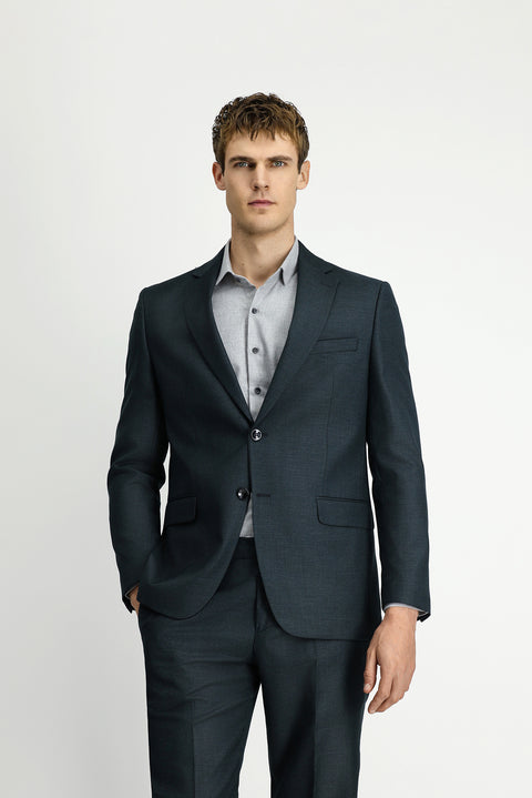 Koyu Yeşil 7 Drop Slim Fit Dar Kesim Desenli Beli Lastikli Takım Elbise