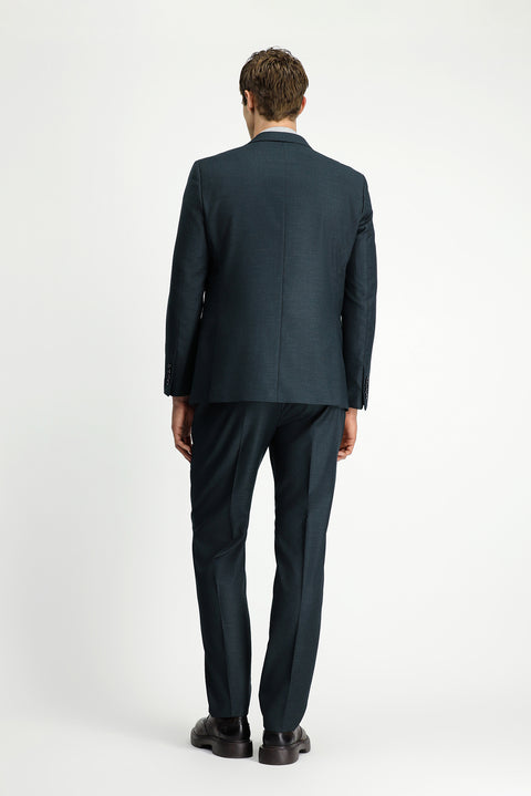 Koyu Yeşil 7 Drop Slim Fit Dar Kesim Desenli Beli Lastikli Takım Elbise