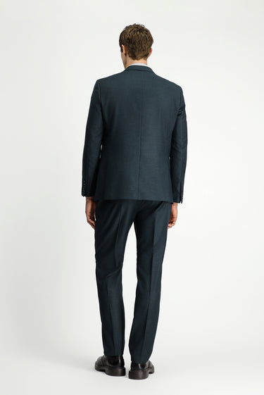 Koyu Yeşil 7 Drop Slim Fit Dar Kesim Klasik Desenli Beli Lastikli Takım Elbise