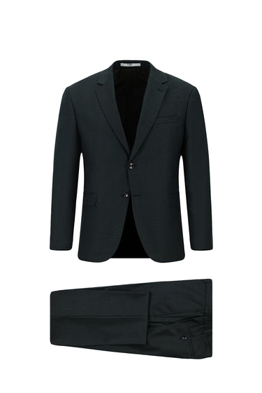 Koyu Yeşil 6 Drop Regular Fit Standart Kesim Klasik Desenli Beli Lastikli Takım Elbise