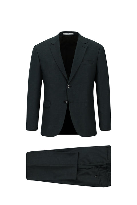 Koyu Yeşil 6 Drop Regular Fit Standart Kesim Desenli Beli Lastikli Takım Elbise