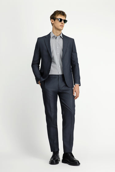 Açık Antrasit Slim Fit Dar Kesim Klasik Desenli Beli Lastikli Takım Elbise