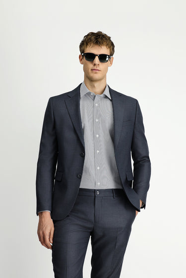 Açık Antrasit Slim Fit Dar Kesim Klasik Desenli Beli Lastikli Takım Elbise