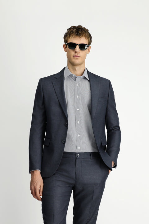 Açık Antrasit 7 Drop Slim Fit Dar Kesim Desenli Beli Lastikli Takım Elbise