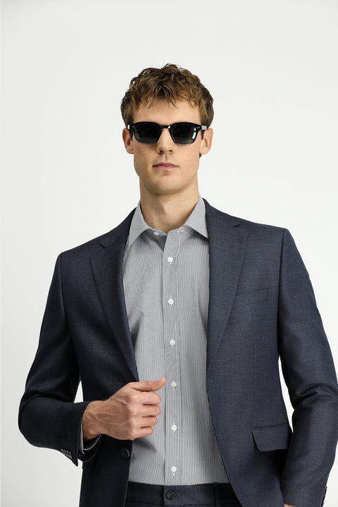 Açık Antrasit 7 Drop Slim Fit Dar Kesim Desenli Beli Lastikli Takım Elbise