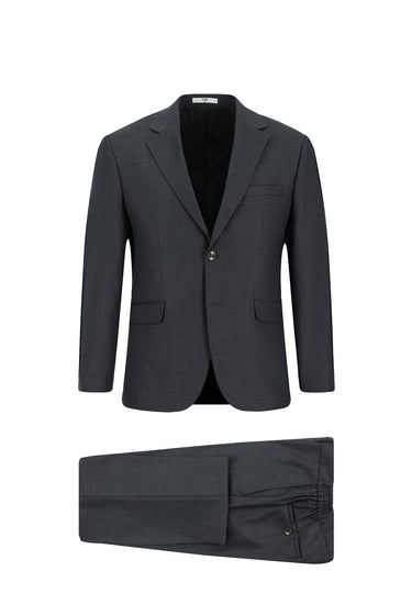 Açık Antrasit Slim Fit Dar Kesim Klasik Desenli Beli Lastikli Takım Elbise