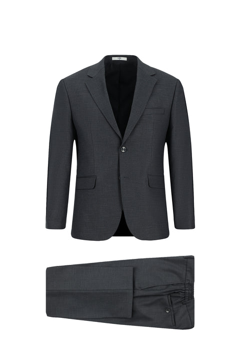 Açık Antrasit 7 Drop Slim Fit Dar Kesim Desenli Beli Lastikli Takım Elbise