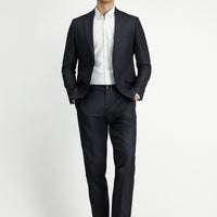 Koyu Antrasit 4 Drop Relaxed Fit Rahat Kesim Desenli Beli Lastikli Takım Elbise