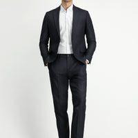 Koyu Antrasit 4 Drop Relaxed Fit Rahat Kesim Klasik Desenli Beli Lastikli Takım Elbise