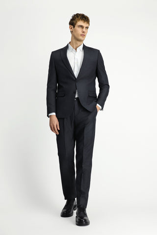  Koyu Antrasit Regular Fit Klasik Desenli Beli Lastikli Takım Elbise